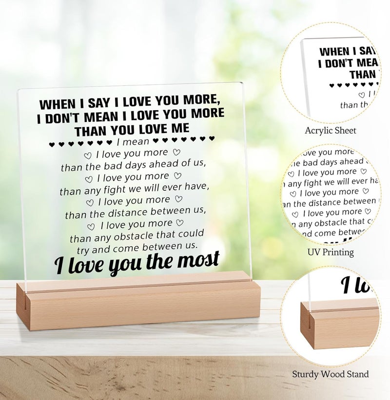 Funnli Gifts for Him Her Wife Husband Acrylic Plaque, Birthday Valentines Day Anniversary Wedding Gifts for Boyfriend Girlfriend, I Love You Romantic Gift for Couple Keepsake - Image 4